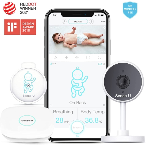 Sense-U Video + Breathing Baby Monitor 2 with 1080P HD Camera, 2-Way Talk, Night Vision, Background Audio, Motion Detection, Breathing Movement, Body