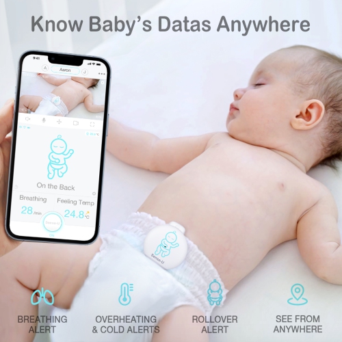 Rollover Movement Ambient Temperature with Audio Alerts on Smartphone HSA/FSA Approved with Movement Temperature Smart Sensors: Tracks Babys Breathing Sense-U Baby Breathing Monitor Pink 
