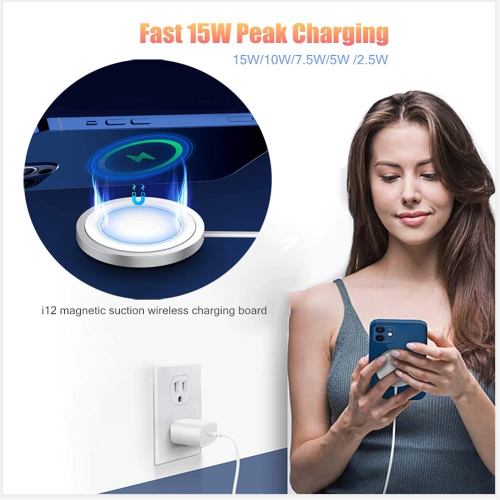 Wingomart iPhone Magnetic MagSafe 15W Wireless Charger Induction Charging Station Docking Station for iPhone 16 pro max iphone 15 iphone 14 13 / 12