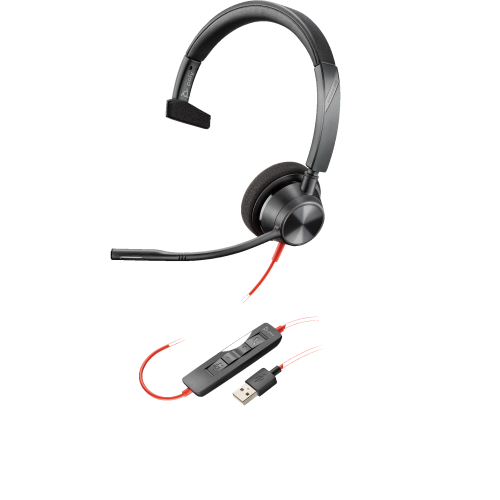 Plantronics BlackWire 3300 On-Ear Noise Cancellation Headphones with Mic