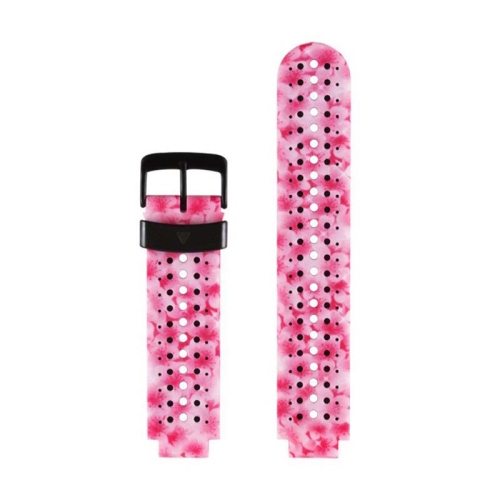StrapsCo Print Patterned Silicone Rubber Watch Band Strap for Garmin Forerunner 220 / 230 / 235 / 735XT / Approach S6 / S20 - Pink Flowers