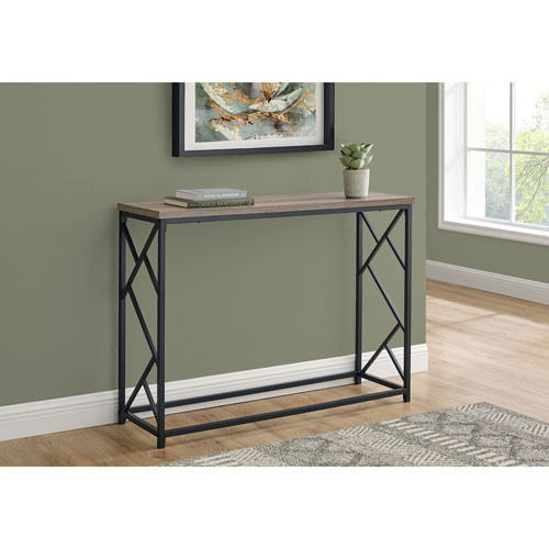 Monarch Contemporary Rectangular Console Table - Taupe/Black