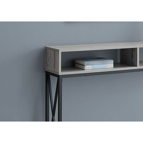 Monarch Contemporary Rectangular Console Table with 3 Shelves - Grey/Black
