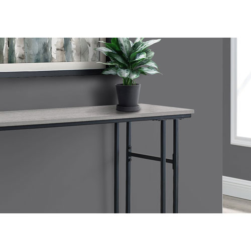 Monarch Contemporary Rectangular Console Table with 1 Shelf - Grey/Black