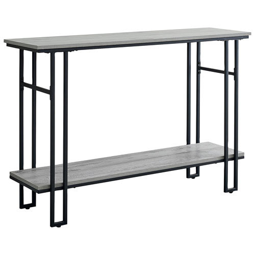 Monarch Contemporary Rectangular Console Table with 1 Shelf - Grey/Black
