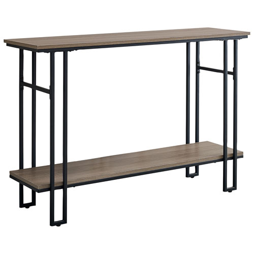 Monarch Contemporary Rectangular Console Table with 1 Shelf - Taupe/Black