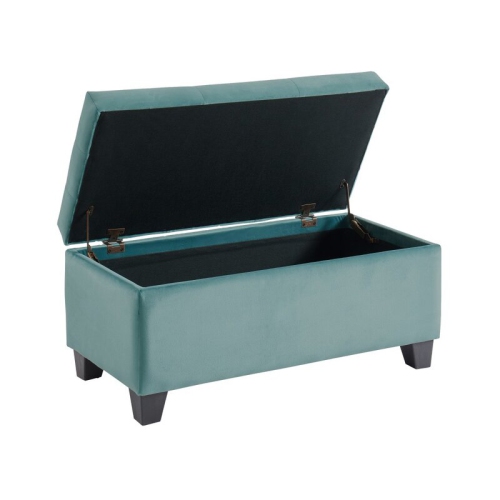 Pouf de rangement en velours sarcelle d’Infinite Imports