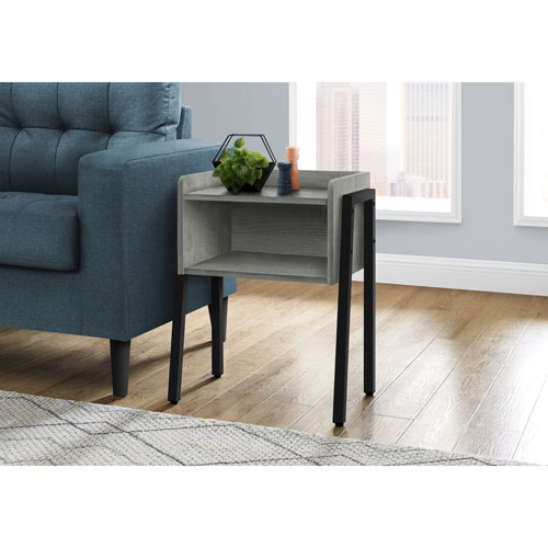 Monarch Contemporary Rectangular End Table with Shelf - Grey/Black