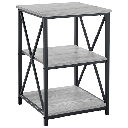 Monarch Contemporary Square End Table with Shelves - Grey/Black