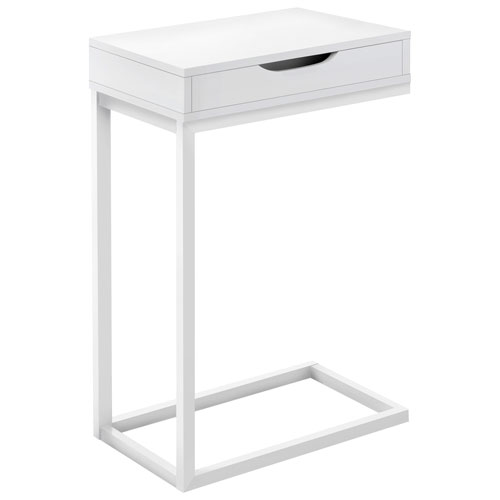 Monarch C-Shape Contemporary Rectangular Accent Table - White