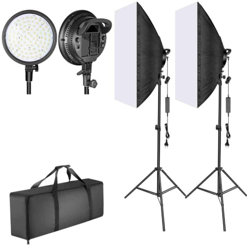 Vivider 2PCS Softbox Photography Continuous Lighting Kit 20"X28" Professional Photo Studio Equipment with 2M Adjustable Stand and Dimmable, Color Tem
