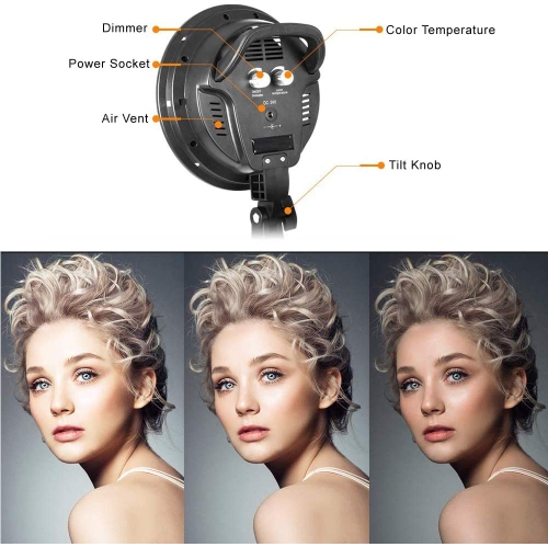 2PCS Trousse d'éclairage continu pour studio photo professionnel de Vivider 20 x 28 po avec support réglable 2 M et ampoule DEL à intensité