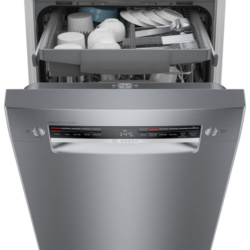 Bosch 18" 46dB Built-In Dishwasher with Stainless Steel Tub & Third Rack (SPE53B55UC) - Stainless