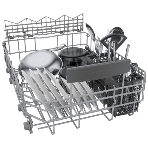 Bosch 18" 44dB Built-In Dishwasher with Stainless Steel Tub & Third Rack (SPE68B55UC) - Stainless