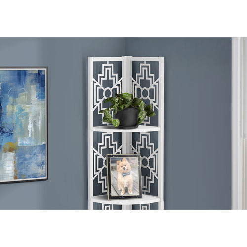 Monarch 62" 4-Shelf Metal Corner Bookcase - White