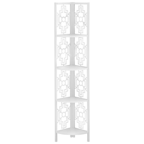Monarch 62" 4-Shelf Metal Corner Bookcase - White