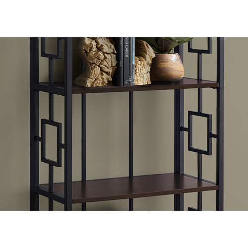 Monarch 62" 4-Shelf Metal Etagere Bookcase - Espresso/Black