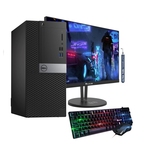 Ordinateur tour de jeu Dell Optiplex 7040 avec écran Hajaan 27 "- Processeur Intel Core i7-6700 3,40 GHz 16 Go de RAM DDR4 1 To SSD Windows 10 Famill