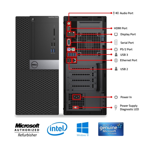 Ordinateur tour de jeu Dell Optiplex 7040 avec écran Hajaan 27 "- Processeur Intel Core i7-6700 3,40 GHz 16 Go de RAM DDR4 1 To SSD Windows 10
