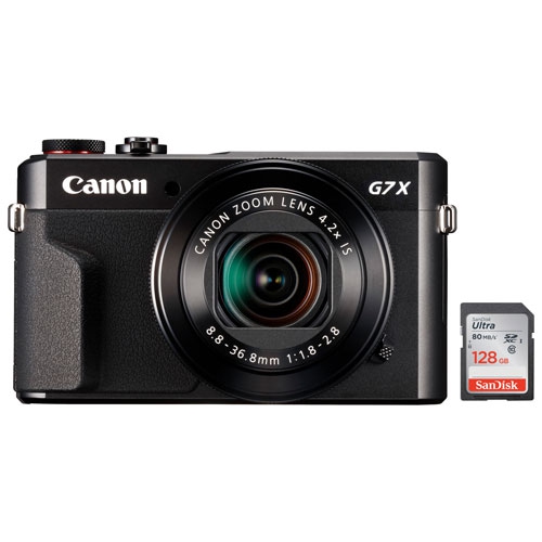 Refurbished - Canon PowerShot G7 X Mark II Wi-Fi 20.1 MP Digital Camera with Memory Card - Black