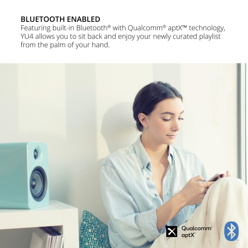 Kanto YU4 140W Powered Bookshelf Speakers with Bluetooth and Phono Preamp | Walnut | Pair