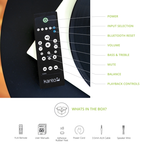 Kanto YU4 140W Powered Bookshelf Speakers with Bluetooth and Phono Preamp | Walnut | Pair