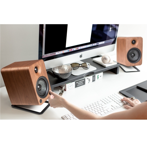 Kanto YU4 140W Powered Bookshelf Speakers with Bluetooth and Phono Preamp | Walnut | Pair
