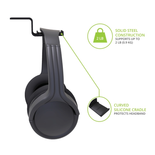 Kanto HH Universal Under Desk Headphone Hook, Black
