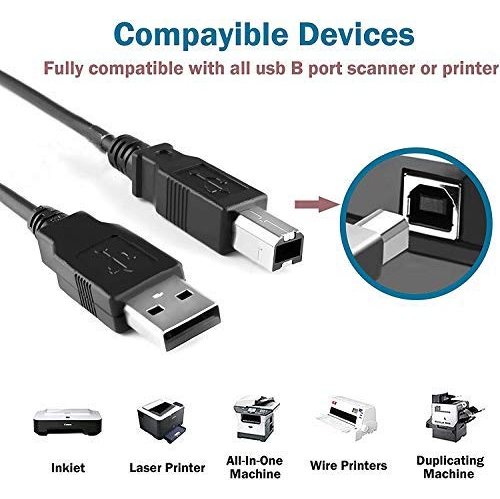High Speed USB 2.0 Printer Cable Cord fit for 8121-1585 8121-1186 HP Envy 4500 4520 5540 5640 5660 7640 100 110 120 4510 55...