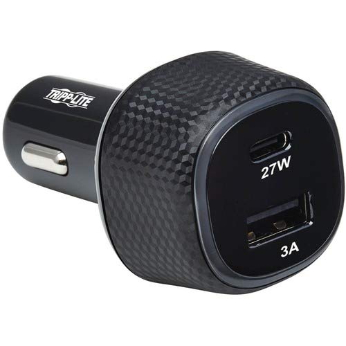 Tripp Lite – Chargeur USB pour l’auto, chargeur USB à deux ports de 45 W pour l’auto, USB-C de 27 W QC 4+, USB-A de 18 W QC 3.0, noir