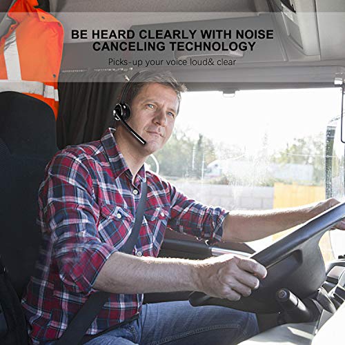 Trucker Bluetooth Headset Wireless Headset with Microphone Over The Head Headset with Noise Cancelling Sound On Ear Car Ear...