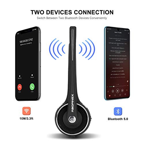 Trucker Bluetooth Headset Wireless Headset with Microphone Over The Head Headset with Noise Cancelling Sound On Ear Car Ear...