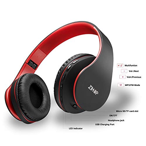 Bluetooth Over-Ear Headphones with Deep Bass, Foldable Wireless and Wired Stereo Headset Buit in Mic for Cell Phone, PC,TV,...