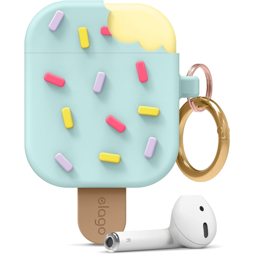 ELAGO  Ice Cream Case With Keychain, Compatible With Airpods 1 & 2, Cute 3D Design [Us Patent Registered] (Mint)