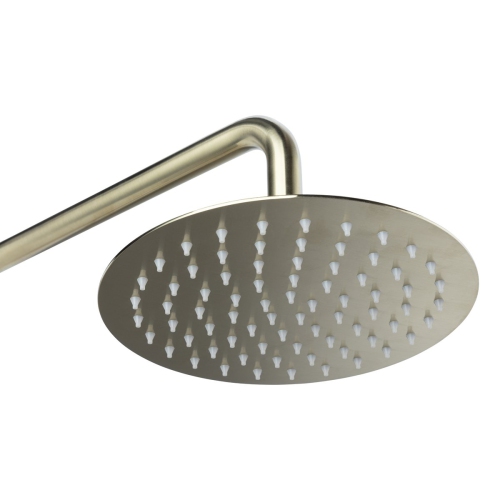 Agua Canada - Vanika-GD - Brushed Brass Bathroom Rain Mixer Shower Combo Set Wall Mounted Rainfall Shower Head Faucet 8"