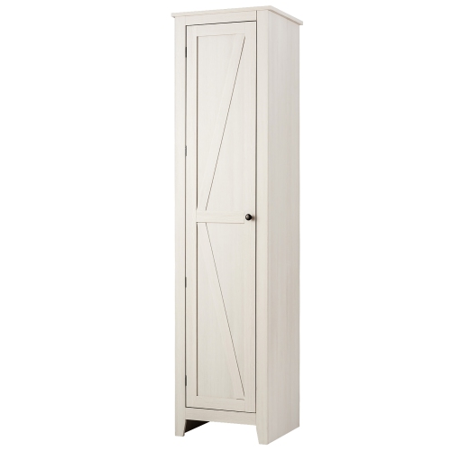 Costway Linen Tower Bathroom Storage Cabinet Tall Slim Side Organizer w/ Shelf