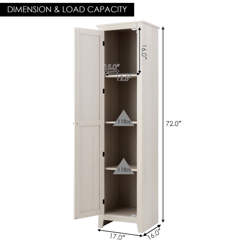 Costway Linen Tower Bathroom Storage Cabinet Tall Slim Side Organizer w/ Shelf