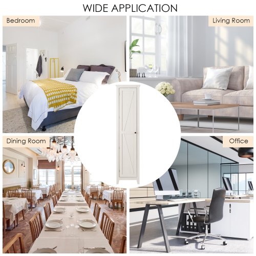 Costway Linen Tower Bathroom Storage Cabinet Tall Slim Side Organizer w/ Shelf