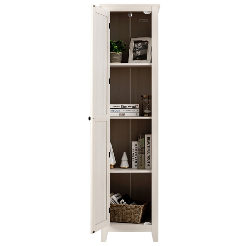 Costway Linen Tower Bathroom Storage Cabinet Tall Slim Side Organizer w/ Shelf