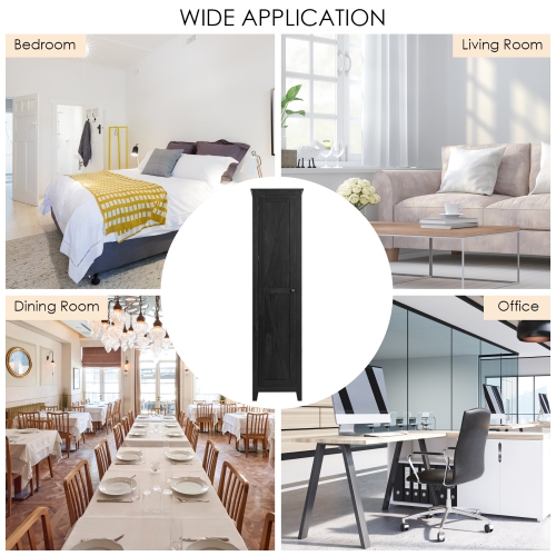 Costway Linen Tower Bathroom Storage Cabinet Tall Slim Side Organizer w/ Shelf