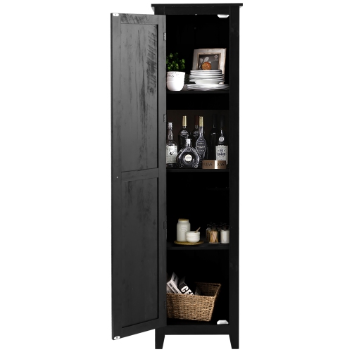 Costway Linen Tower Bathroom Storage Cabinet Tall Slim Side Organizer w/ Shelf