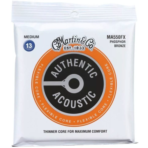 Cordes de guitare acoustique 92/8 flexible Core de Martin Authentic - Bronze phosphoreux, moyen