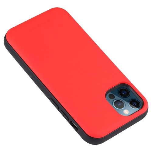 TopSave Goospery Wallet Case with Card Holder, Protective Dual Layer Bumper Case For Iphone 12 Mini, Red