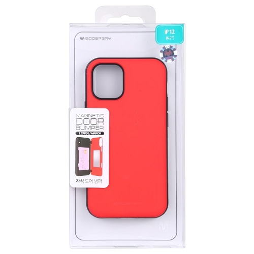 TopSave Goospery Wallet Case with Card Holder, Protective Dual Layer Bumper Case For Iphone 12 Mini, Red