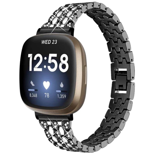 Bracelet pr Fitbit Versa 3/4/Sense (2), bracelet rech., noir