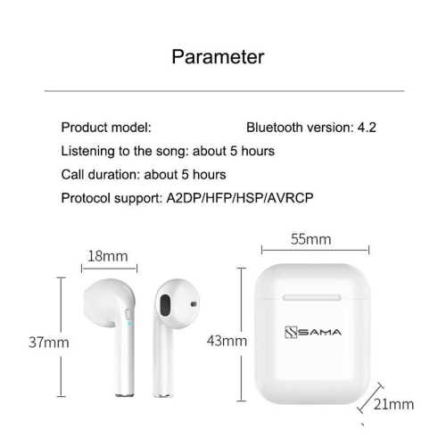 (2 Pack) SAMA SA-192 V2.0 TWS Wireless Earbuds 5.0 with wireless Charging case/popup function/auto Connect + FREE Sili..