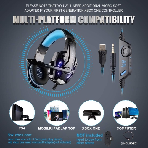 PC Gaming Headset Headphone for PlayStation 4 PS4 Xbox One Laptop Tablet Smartphone 3.5mm Stereo earphone with mic