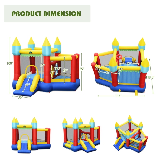 Gymax Inflatable Bounce House Slide Jumping Castle w/ Tunnels Ball Pit & 480W Blower