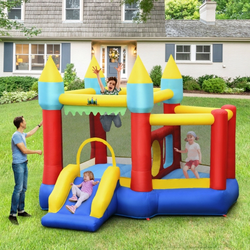 Gymax Inflatable Bounce House Slide Jumping Castle w/ Tunnels Ball Pit & 480W Blower