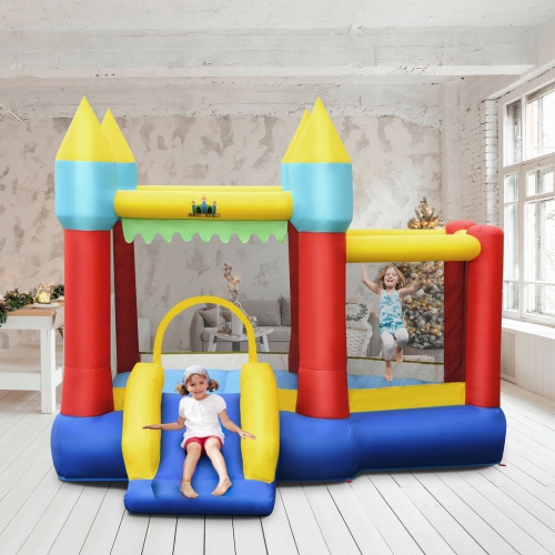 Gymax Inflatable Bounce House Slide Jumping Castle w/ Tunnels Ball Pit & 480W Blower